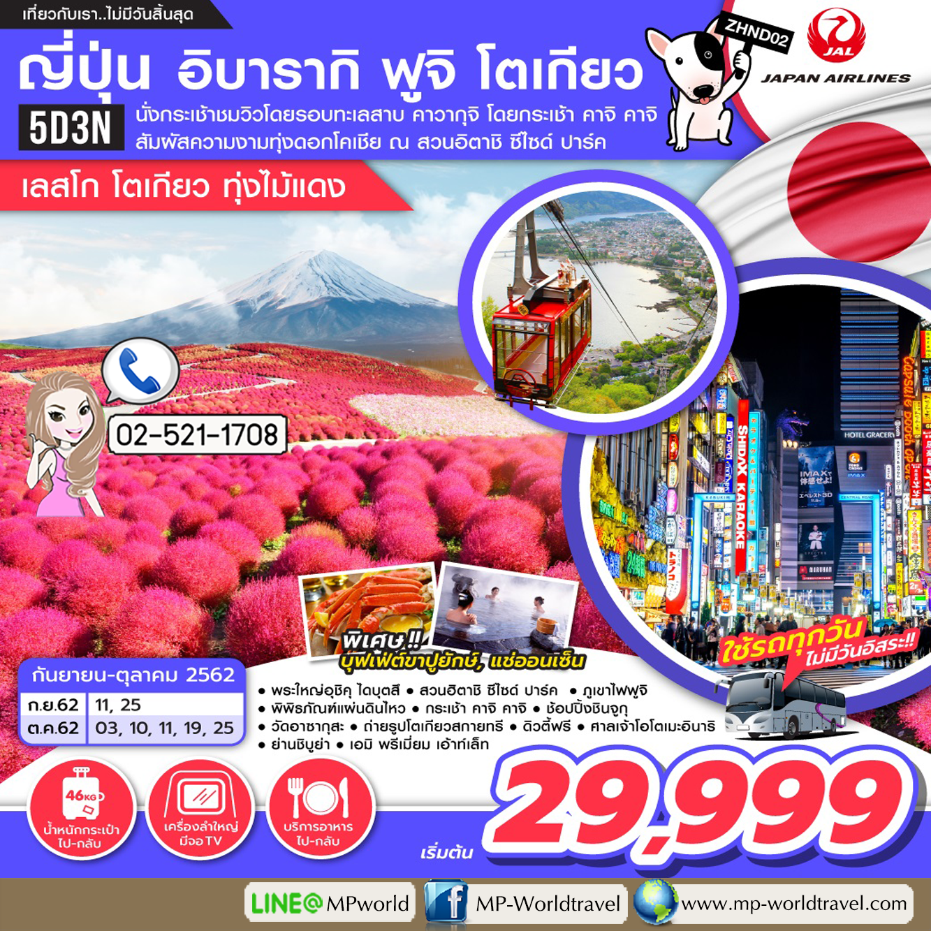 ทัวร์ญี่ปุ่น อิบารากิ ฟูจิ โตเกียว เลสโก โตเกียว ทุ่งไม้แดง